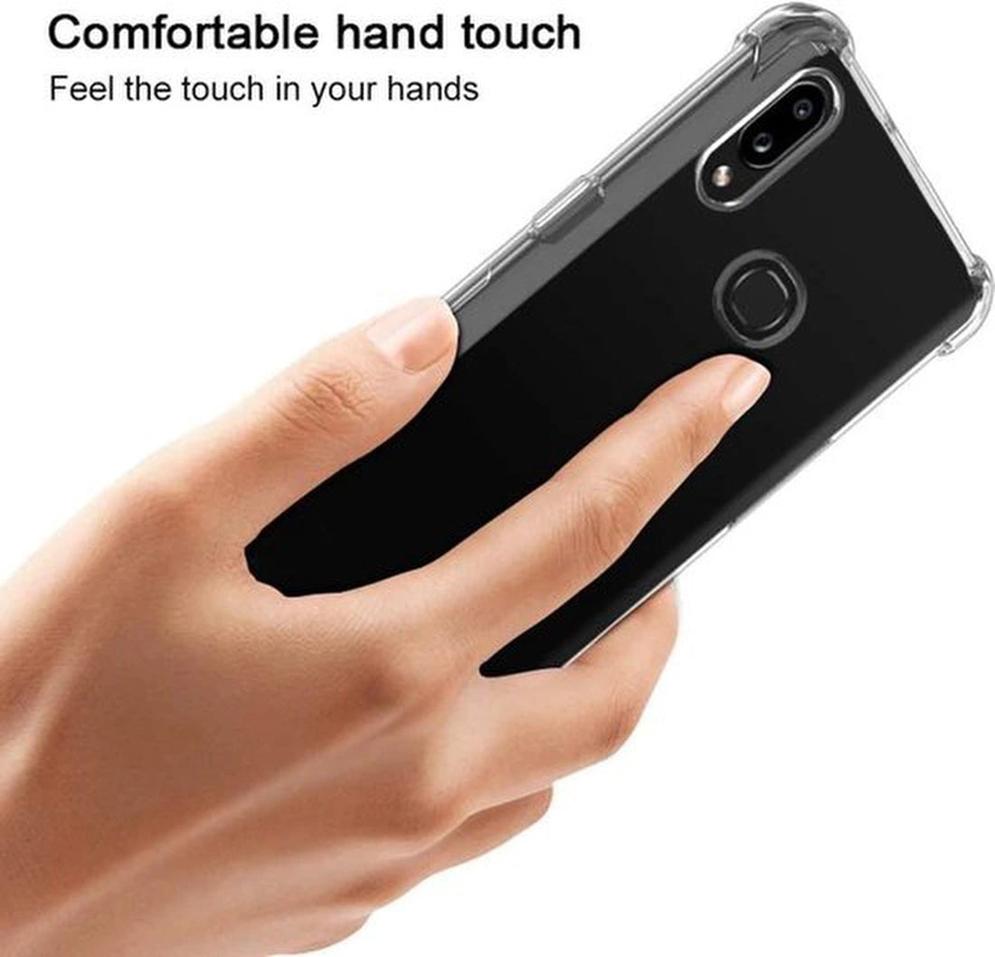 Bookcase Geschikt voor: Samsung Galaxy A21 Hoesje - Anti Shock Hybrid Case & 2X Tempered Glas Combi - Transparant