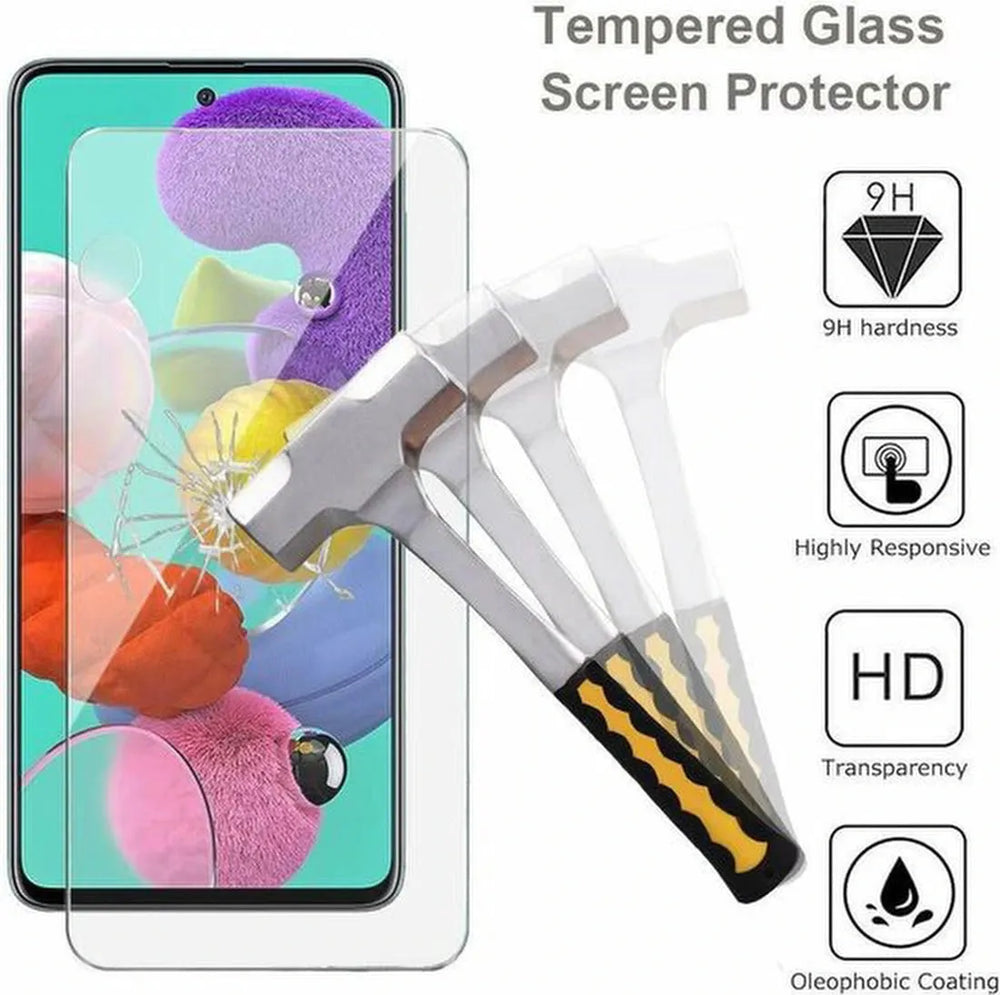 Samsung Galaxy A51 Hoesjes – TPU Siliconen Backcover – Softcase – Incl. 2x Gehard Glas Screenprotector – Zwart-Ilumina Benelux
