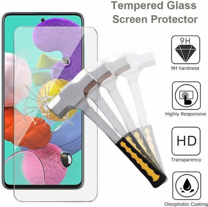 Samsung Galaxy A51 Hoesjes – TPU Siliconen Backcover – Softcase – Incl. 2x Gehard Glas Screenprotector – Zwart-Ilumina Benelux