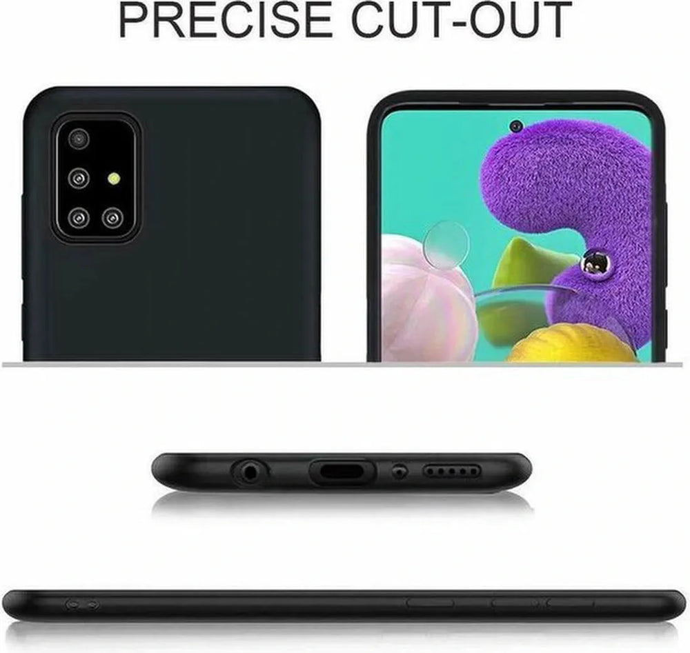 Samsung Galaxy A51 Hoesjes – TPU Siliconen Backcover – Softcase – Incl. 2x Gehard Glas Screenprotector – Zwart-Ilumina Benelux