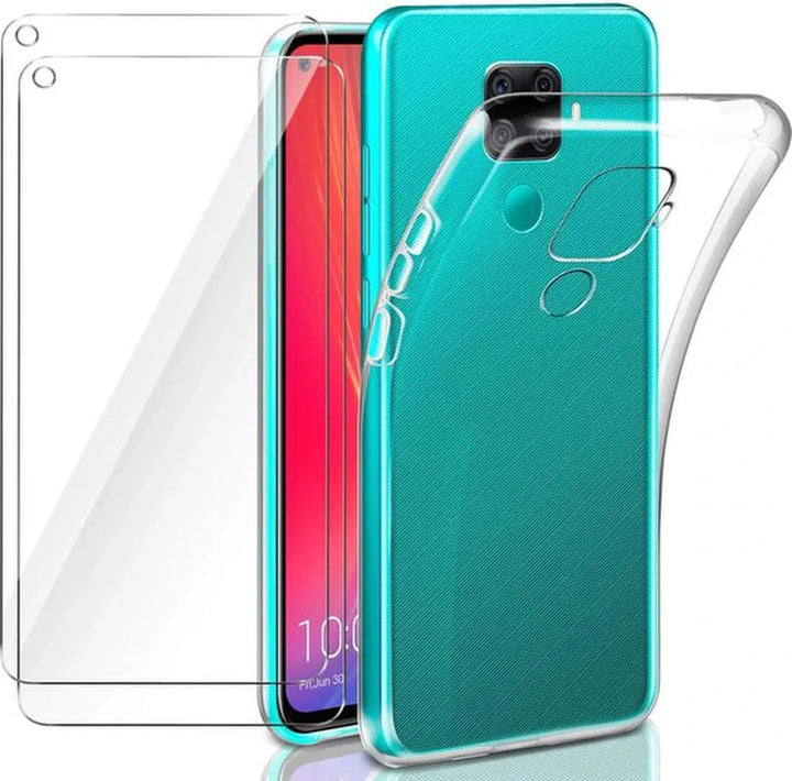 Huawei Mate 30 Lite Hoesjes – Transparante TPU Siliconen Backcover – 2x Gehard Glas Screenprotector – Anti-kras-Ilumina Benelux