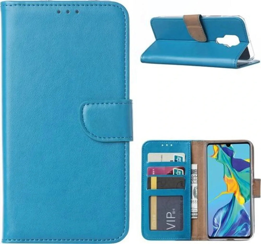 Huawei Mate 30 Lite Hoesjes – Portemonnee Backcover – Magneetsluiting – 2x Screenprotector – Turquoise-Ilumina Benelux