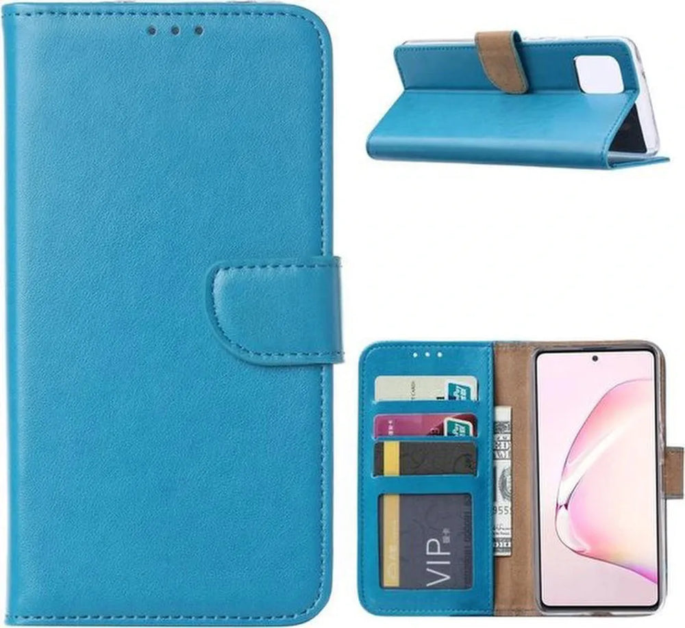 Samsung Galaxy A81 Hoesjes – Portemonnee Hoes – Pasjeshouder – 2x Gehard Glas Screenprotector – Turquoise-Ilumina Benelux