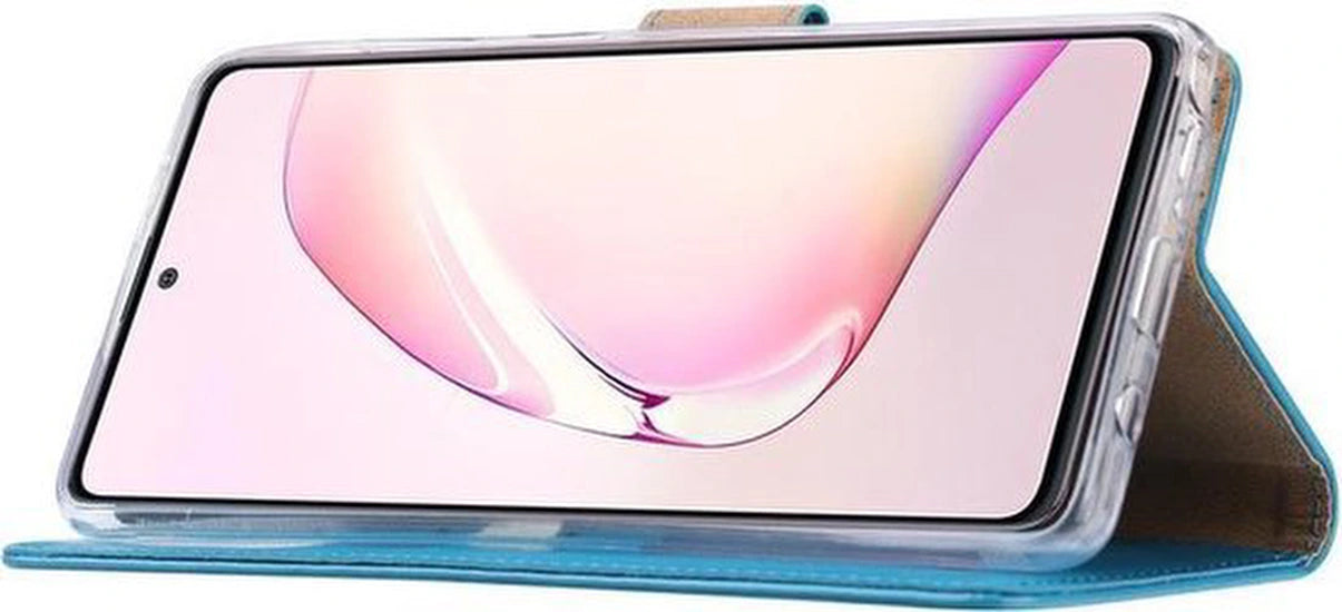 hoesje Geschikt voor: Samsung Galaxy A81 Portemonnee Turquoise met 2x Glas Screenprotector