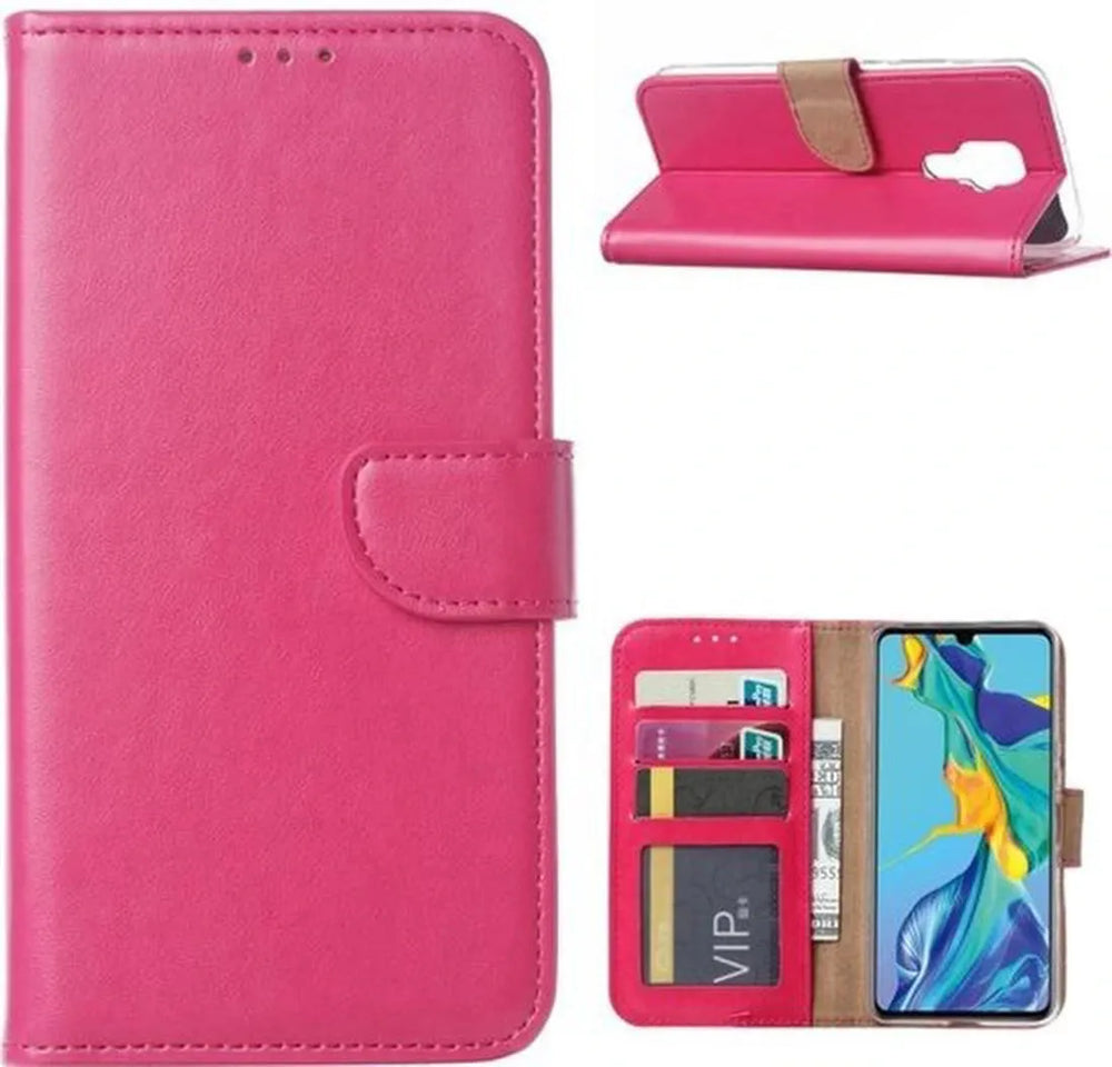 Huawei Mate 30 Lite Hoesjes – Portemonnee Backcover – Pasjeshouder – 2x Screenprotector – Roze-Ilumina Benelux
