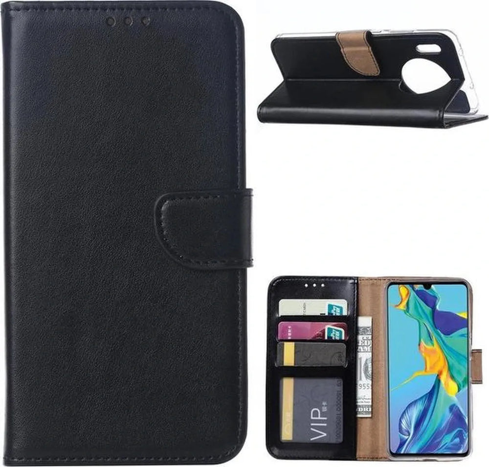 Huawei Mate 30 Pro Hoesjes – Portemonnee Backcover – Pasjeshouder – 2x Screenprotector – Zwart-Ilumina Benelux