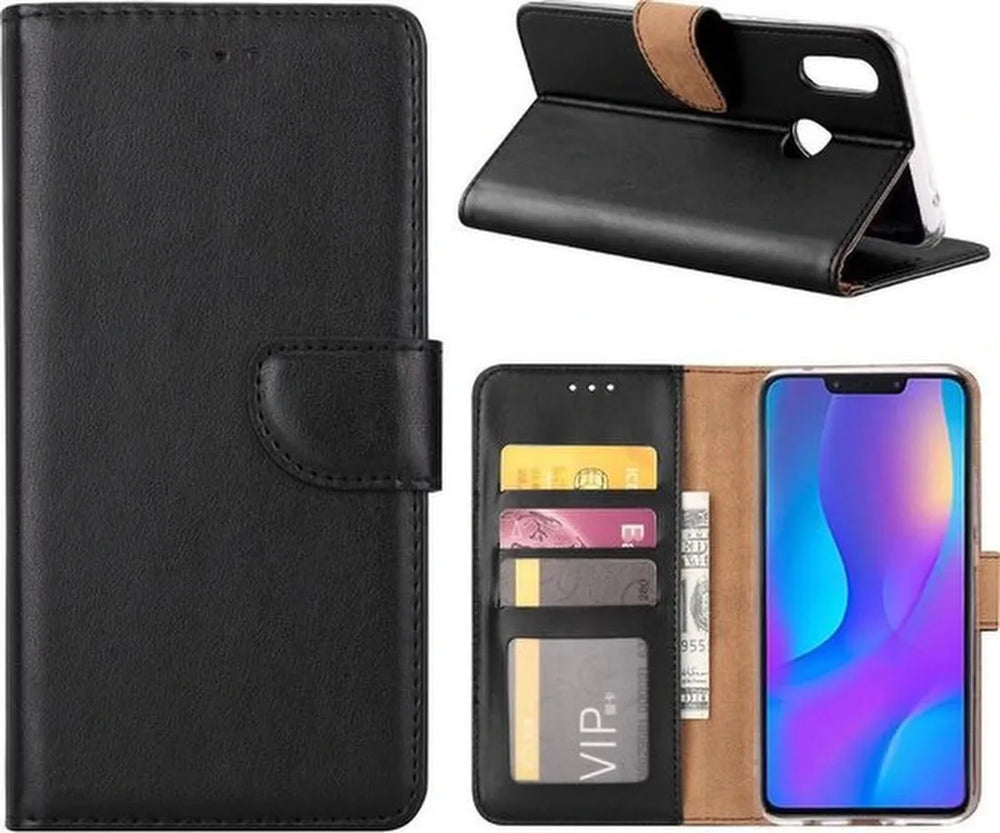 Huawei Nova 3i Hoesjes – Bookcase Portemonnee Hoes – Pasjeshouder – Magneetsluiting – Zwart-Ilumina Benelux