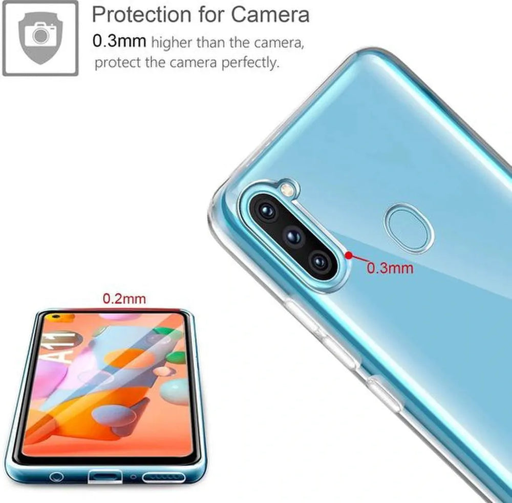 Samsung Galaxy A11 Hoesjes – TPU Siliconen Backcover – 2x Gehard Glas Screenprotector-Ilumina Benelux