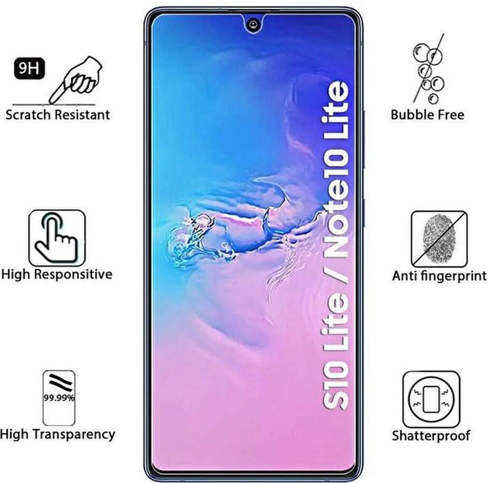 Samsung Galaxy Note 10 Lite Hoesjes – TPU Siliconen Backcover – Inclusief 2x Gehard Glas Screenprotector – Transparant-Ilumina Benelux