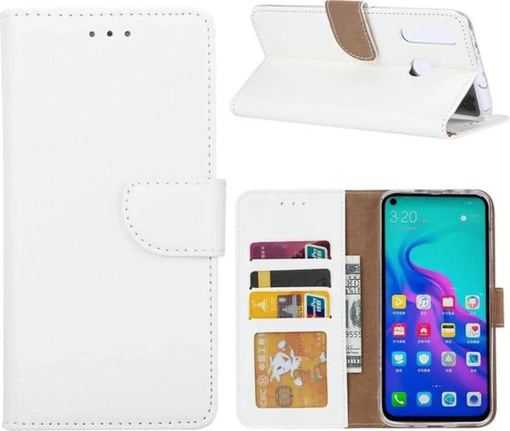 Huawei Nova 4 Hoesjes – Bookcase Portemonnee Hoes – Pasjeshouder – Magneetsluiting – Wit-Ilumina Benelux
