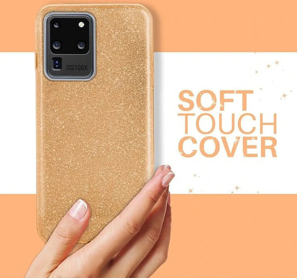 Samsung Galaxy S20 Ultra Hoesjes – Siliconen TPU Backcover – Glitter BlingBling Cover – Goud-Ilumina Benelux