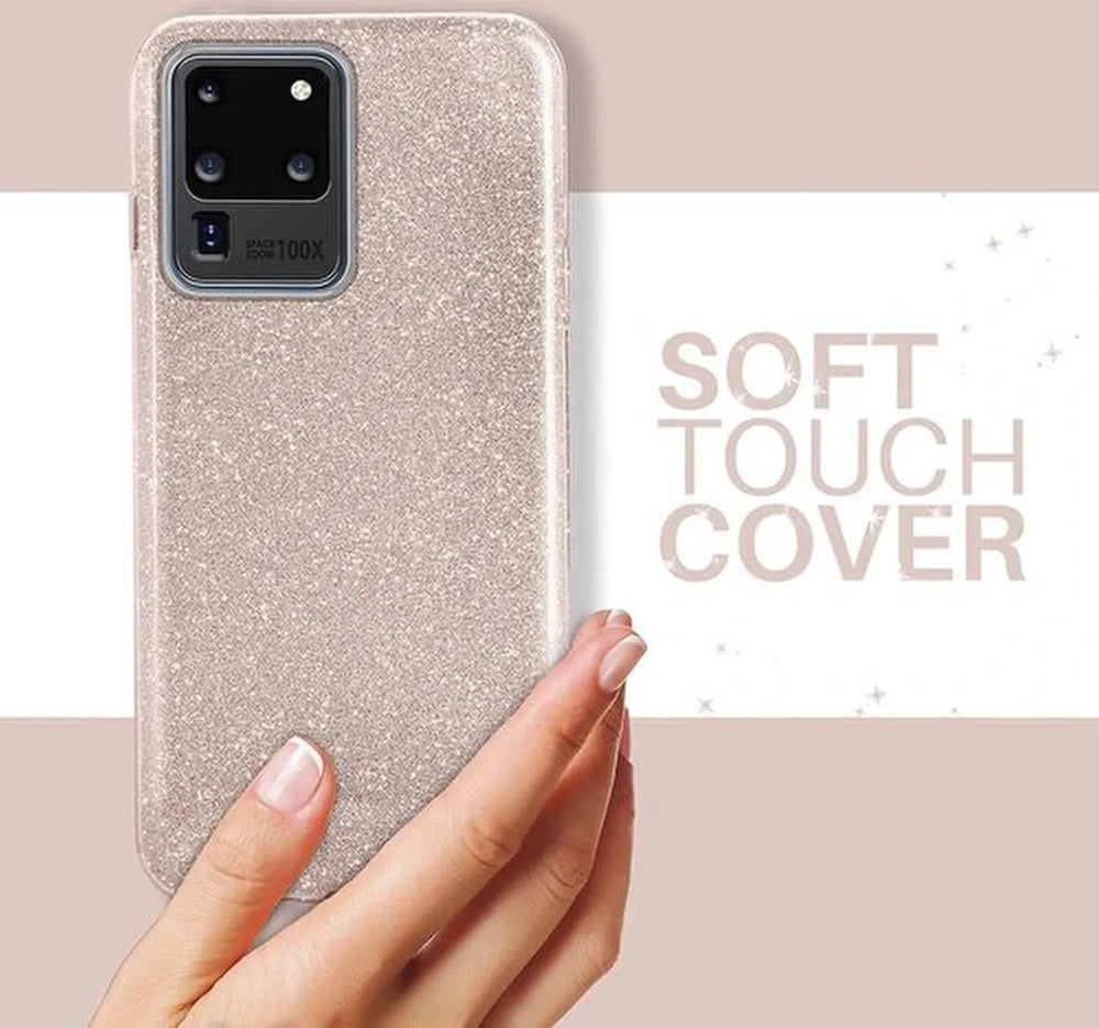Samsung Galaxy S20 Ultra Hoesjes – Siliconen TPU Backcover – Glitter BlingBling – Roze-Ilumina Benelux