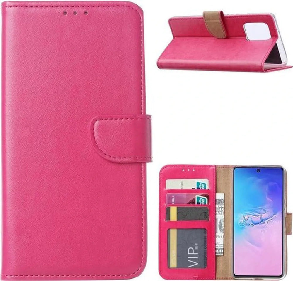 Samsung Galaxy A91 Hoesjes – Portemonnee Hoes – Pasjeshouder – Magneetsluiting – Roze-Ilumina Benelux