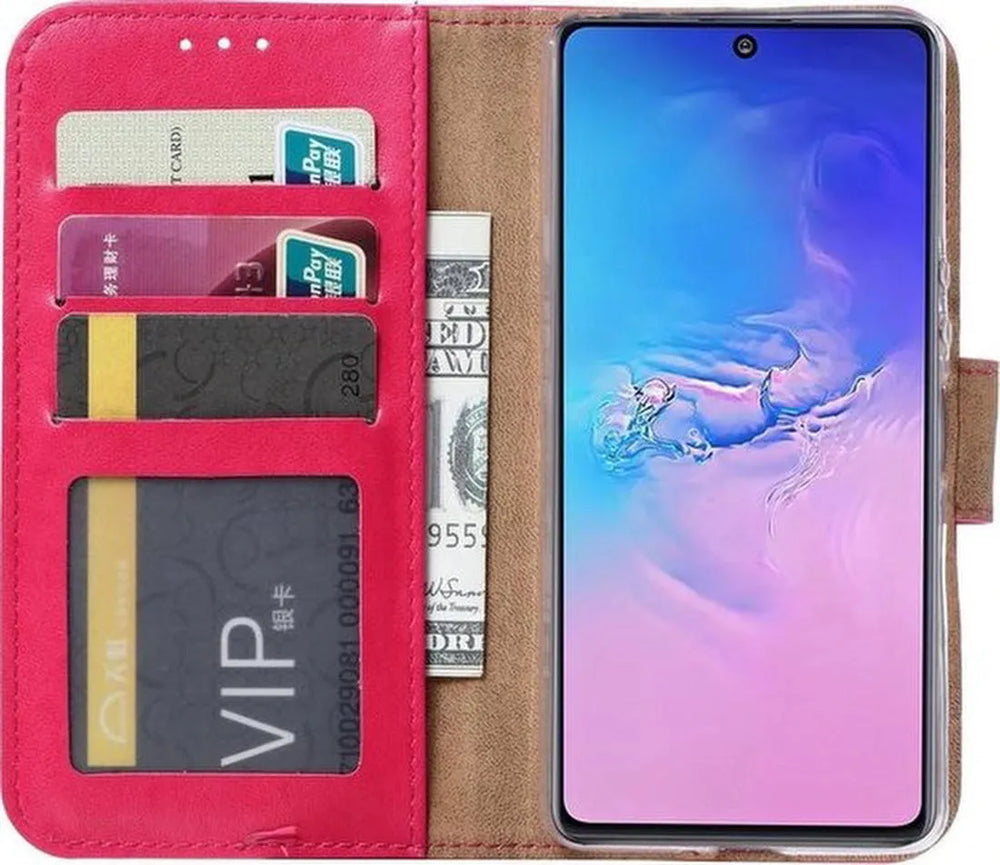 Samsung Galaxy A91 Hoesjes – Portemonnee Hoes – Pasjeshouder – Magneetsluiting – Roze-Ilumina Benelux