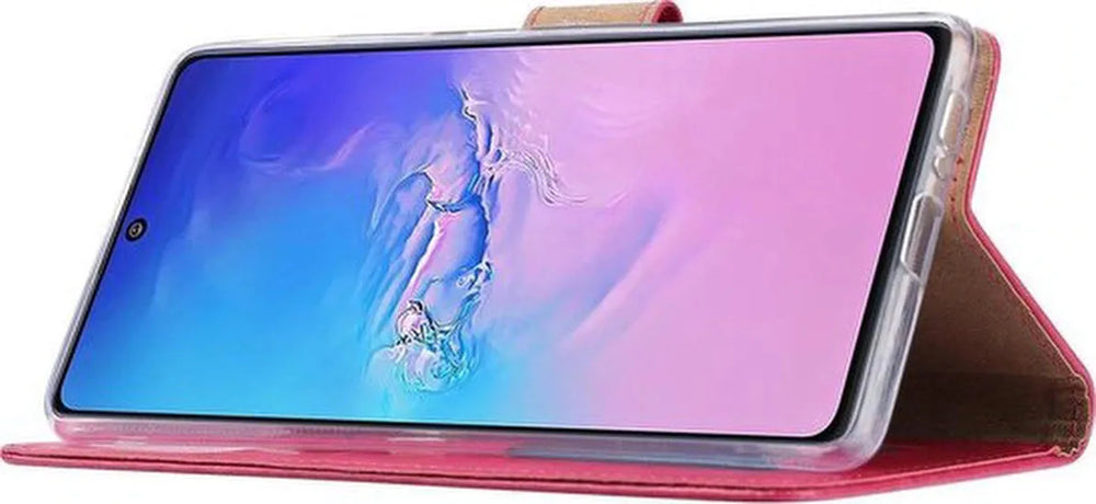 Samsung Galaxy A91 Hoesjes – Portemonnee Hoes – Pasjeshouder – Magneetsluiting – Roze-Ilumina Benelux