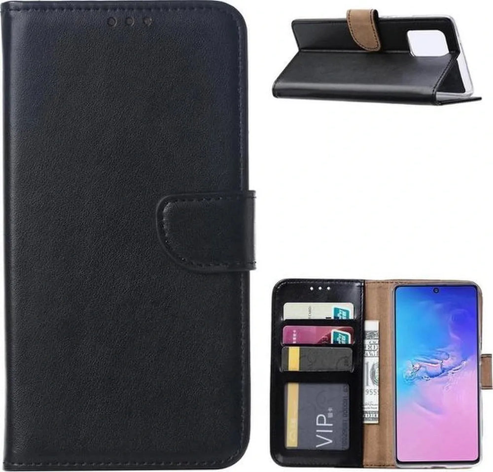 Samsung Galaxy A91 Hoesjes – Portemonnee Hoes – Pasjeshouder – Magneetsluiting – Zwart-Ilumina Benelux