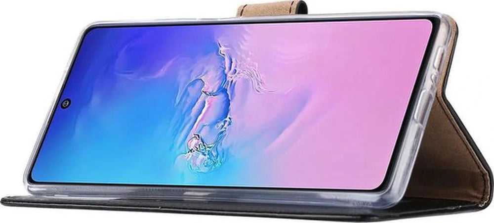 Samsung Galaxy A91 Hoesjes – Portemonnee Hoes – Pasjeshouder – Magneetsluiting – Zwart-Ilumina Benelux