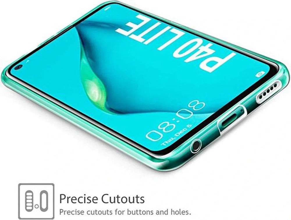 Huawei P40 Lite Hoesjes – TPU Siliconen Backcover – Inclusief 2x Gehard Glas Screenprotector – Transparant-Ilumina Benelux