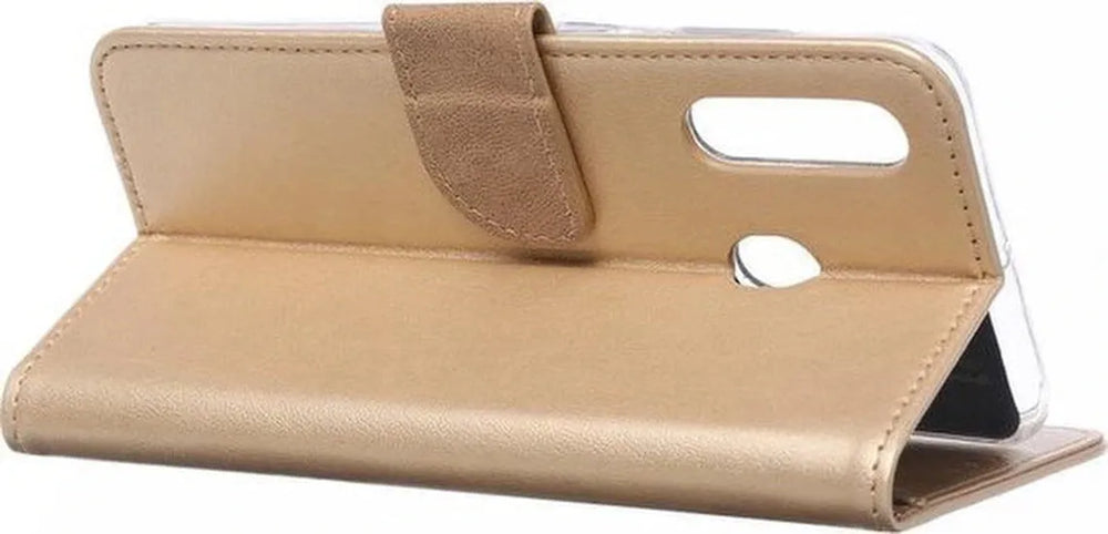 Samsung Galaxy M40 Hoesjes – Portemonnee Hoes – Pasjeshouder – Magneetsluiting – Goud-Ilumina Benelux