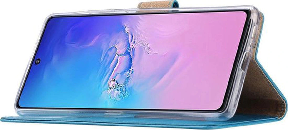 Bookcase Geschikt voor: Samsung Galaxy A91 - Turquoise - portemonnee hoesje