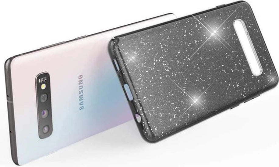 Backcover Hoesje Geschikt voor: Samsung Galaxy S10 Plus Glitters Siliconen TPU Case rood - BlingBling Cover