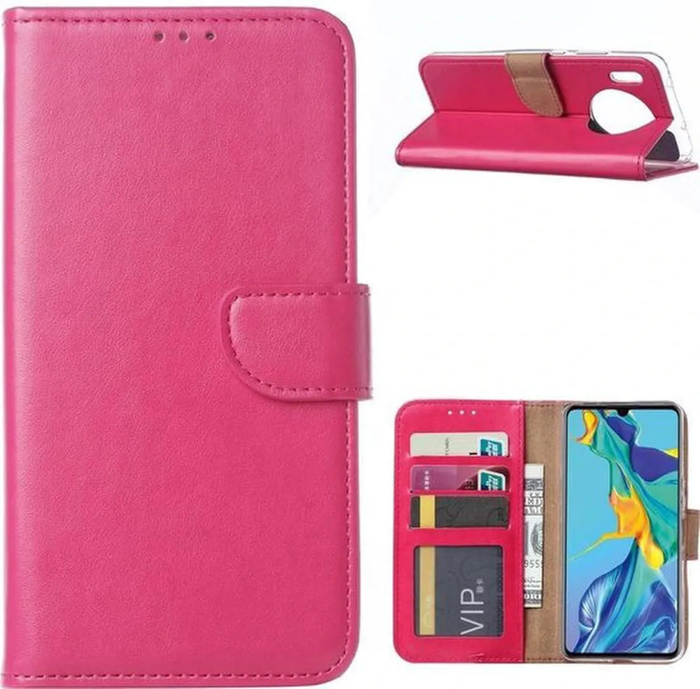 Huawei Mate 30 Pro Hoesjes – Portemonnee Hoes – Pasjeshouder – 2x Screenprotector – Roze-Ilumina Benelux