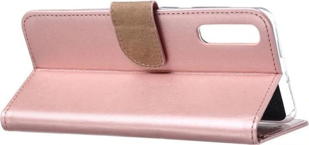 Samsung Galaxy A50S Hoesjes – Bookcase Portemonnee – Magneetsluiting – 2x Gehard Glas Screenprotector – Roségoud-Ilumina Benelux