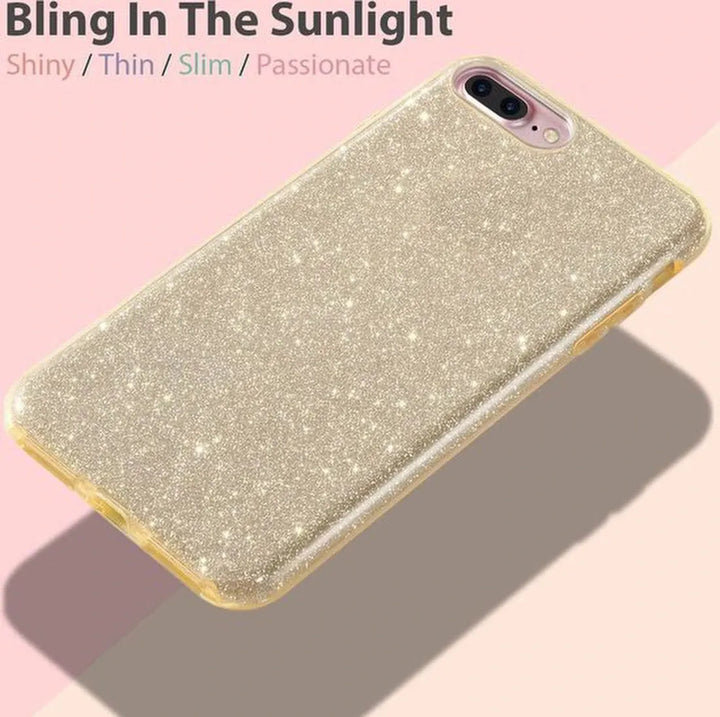 iPhone SE 2020/7/8 Hoesjes – Siliconen TPU Backcover – Glitter BlingBling – Schokbestendig – Goud-Ilumina Benelux