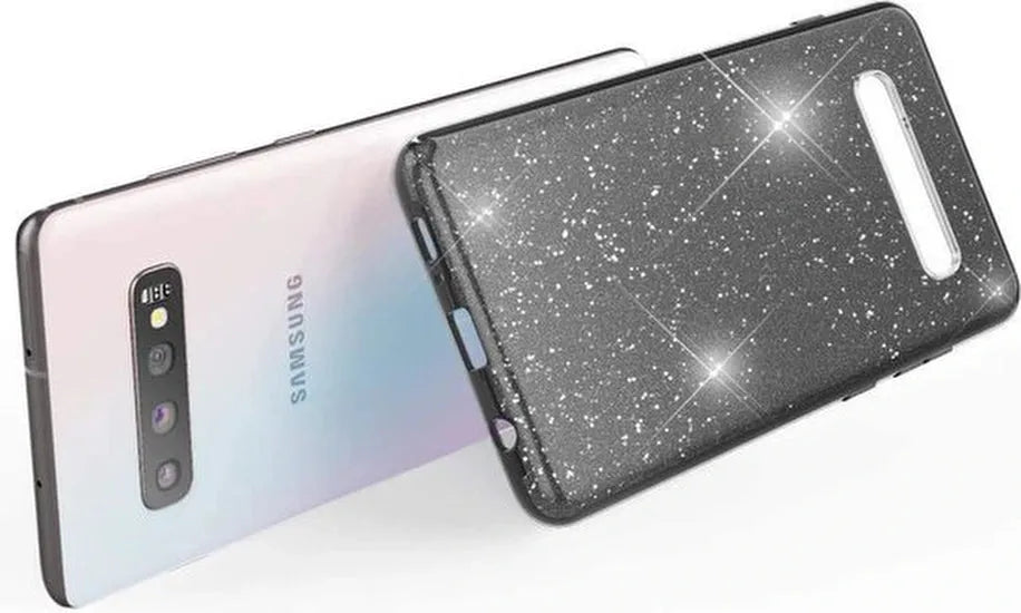 Samsung Galaxy S10e Hoesjes – Siliconen TPU Backcover – Glitters BlingBling – Schokbestendig – Rood-Ilumina Benelux