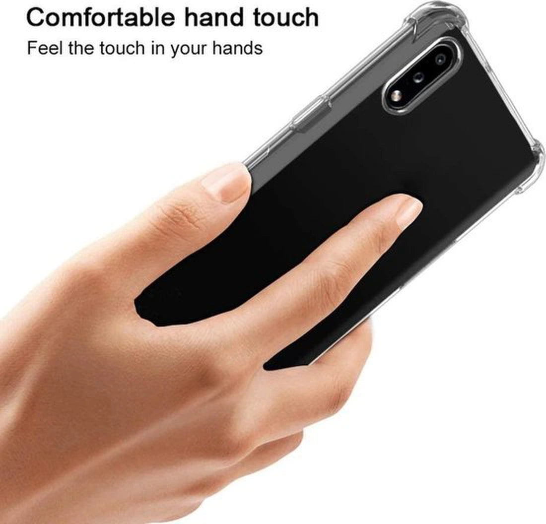 Samsung Galaxy A01 Hoesjes – Anti-Shock Hybride Backcover + 2x Screenprotector Gehard Glas – Transparant