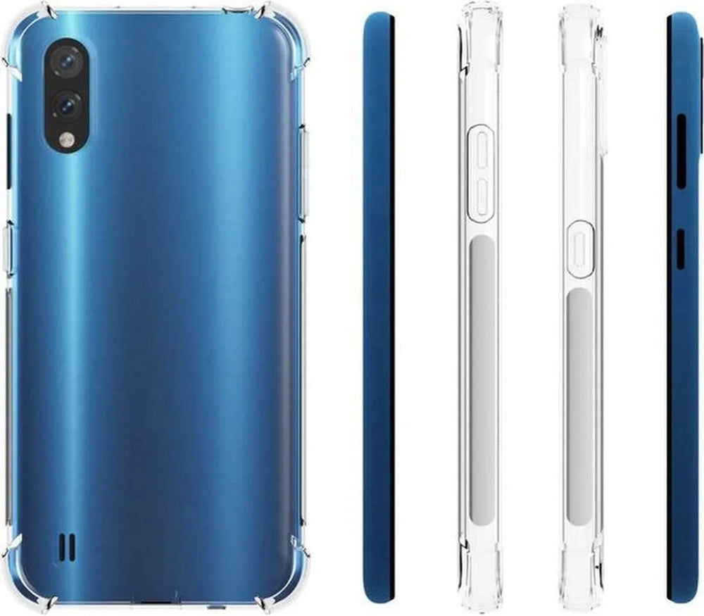 Samsung Galaxy A01 Hoesjes – Anti-Shock Hybride Backcover + 2x Screenprotector Gehard Glas – Transparant-Ilumina Benelux
