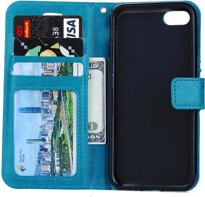 iPhone 5/5C/5S/SE Hoesjes – Bookcase Portemonnee Hoes – Pasjeshouder – Magneetsluiting – Turquoise-Ilumina Benelux