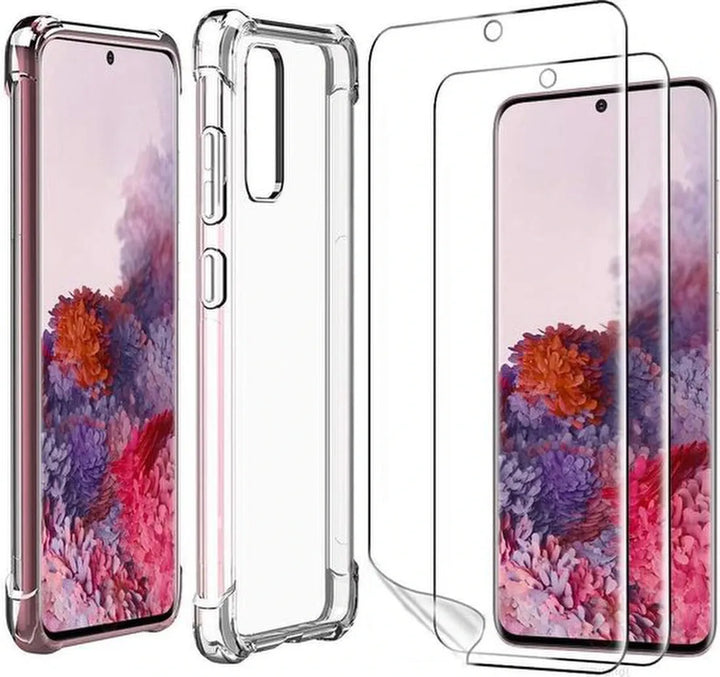 Samsung Galaxy S20 Hoesjes – Hybride Backcover – Schokbestendig – 2x Screenprotector Gehard Glas – Transparant-Ilumina Benelux