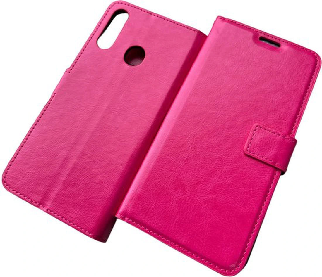 Bookcase hoesje Geschikt voor: Samsung Galaxy A10S Portemonnee Roze met 2x Glas Screenprotector
