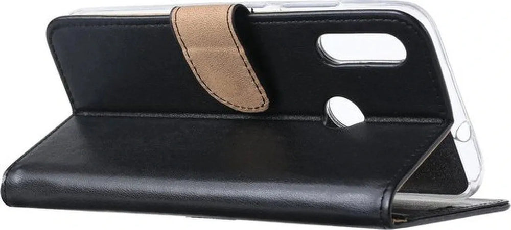 Motorola Moto E6S Hoesjes – Portemonnee Hoes – Pasjeshouder – 2x Screenprotector – Zwart-Ilumina Benelux