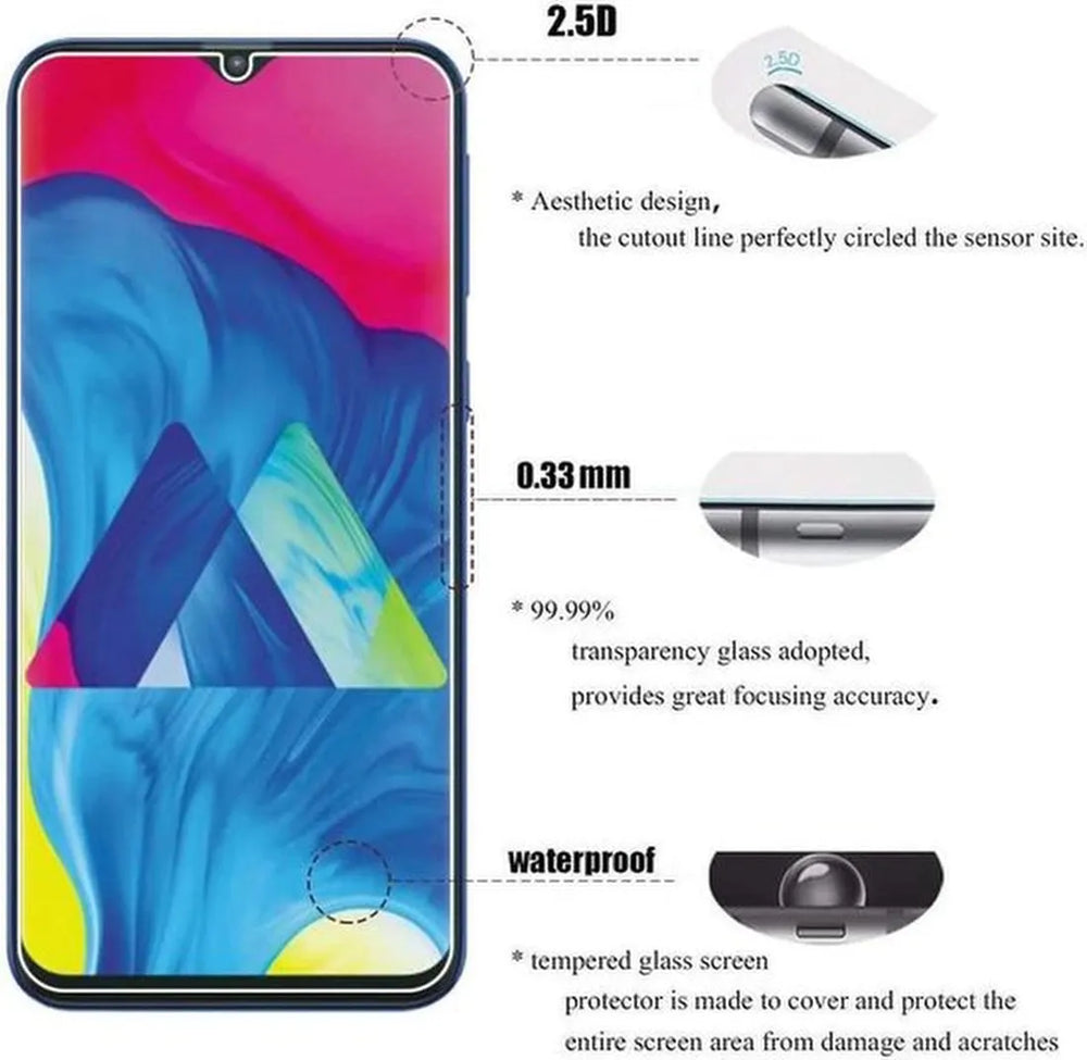 Samsung Galaxy M10 Hoesjes – TPU Siliconen Backcover – Inclusief 2x Gehard Glas Screenprotector – Transparant-Ilumina Benelux