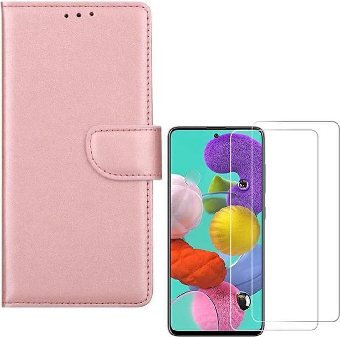 Samsung Galaxy A81 Hoesjes – Portemonnee Hoes – Pasjeshouder – 2x Gehard Glas Screenprotector – Roségoud