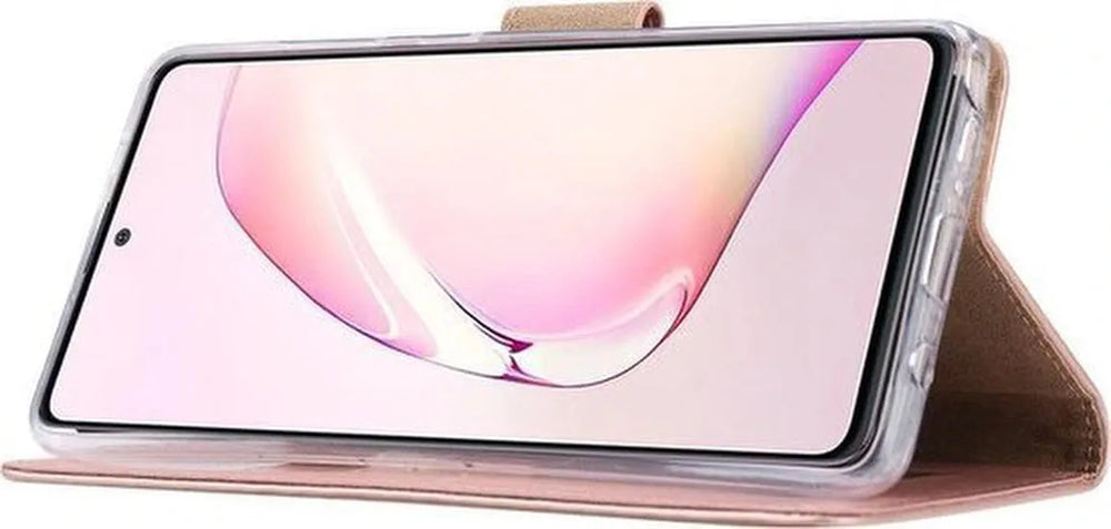 Samsung Galaxy A81 Hoesjes – Portemonnee Hoes – Pasjeshouder – 2x Gehard Glas Screenprotector – Roségoud-Ilumina Benelux