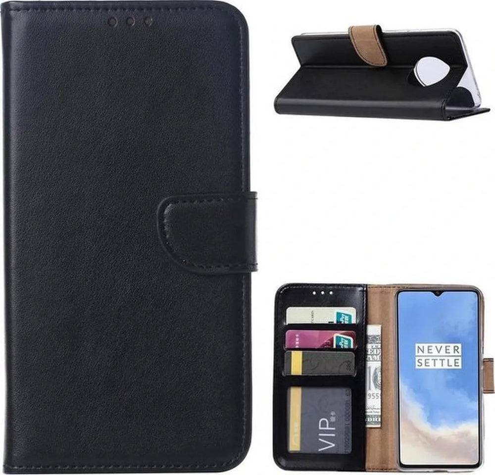 OnePlus 7T Hoesjes – Portemonnee Hoes – Pasjeshouder – Magneetsluiting – Zwart-Ilumina Benelux