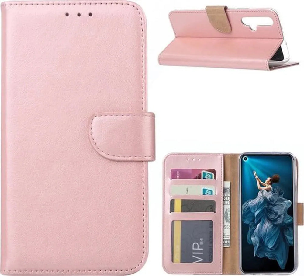 Huawei Nova 5T Hoesjes – Bookcase Portemonnee Hoes – Pasjeshouder – Magneetsluiting – Roségoud-Ilumina Benelux