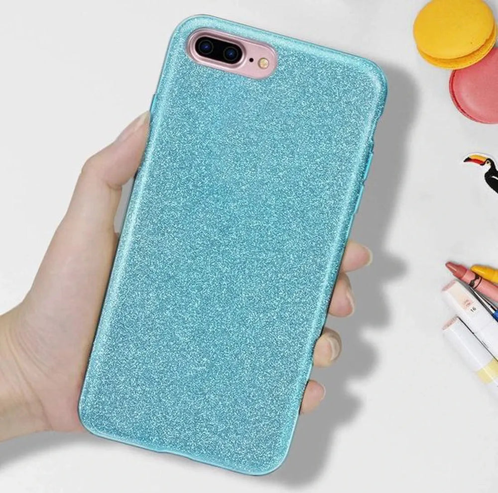 iPhone 7 Plus/8 Plus Hoesjes – Siliconen TPU Backcover – Glitter BlingBling Cover – Blauw-Ilumina Benelux