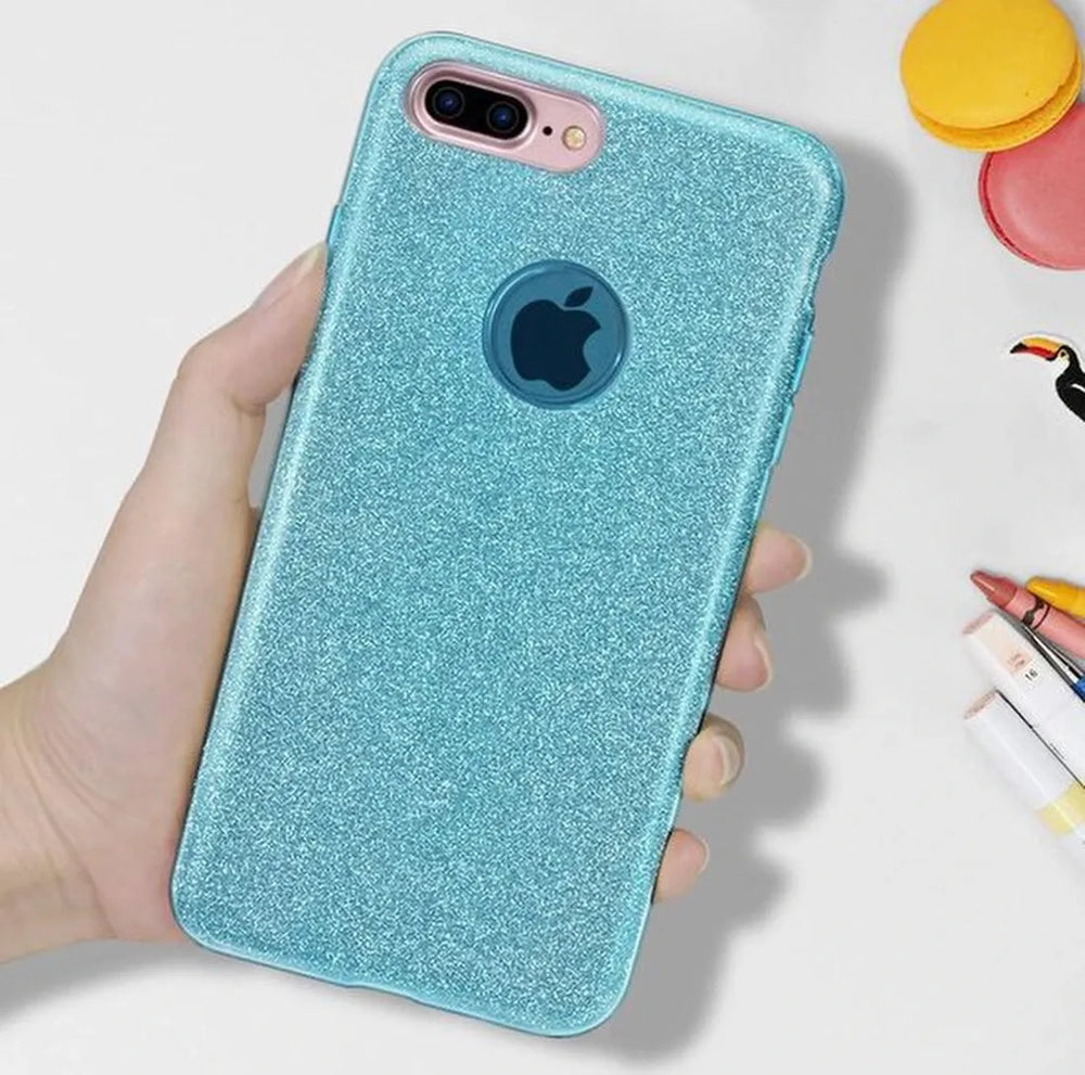 iPhone 7 Plus/8 Plus Hoesjes – Siliconen TPU Backcover – Glitter BlingBling Cover – Blauw-Ilumina Benelux