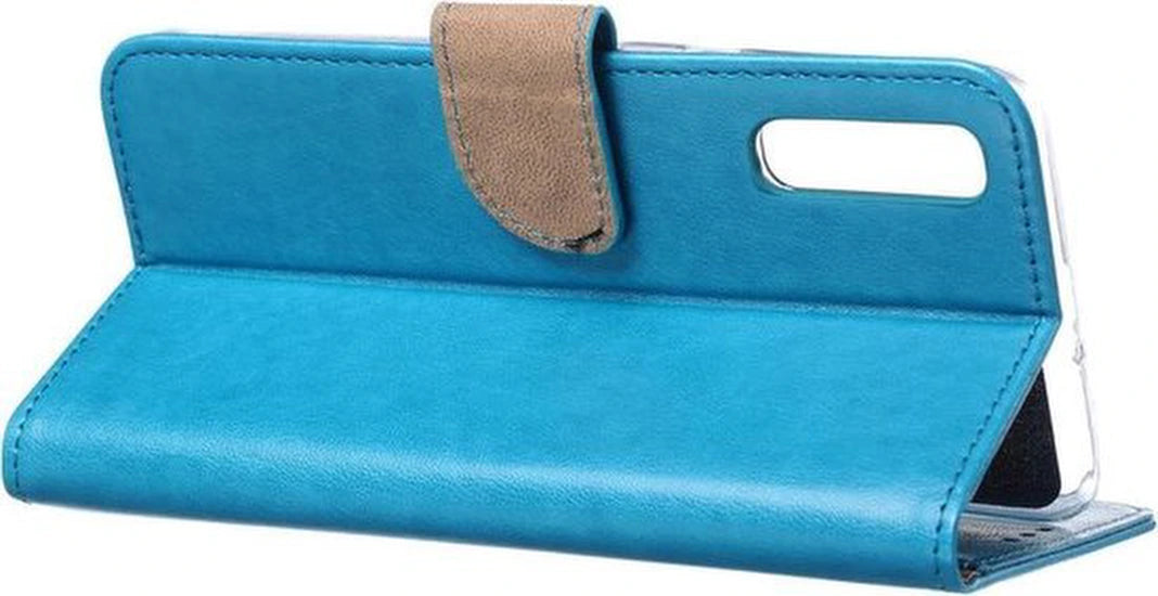 Bookcase hoesje Geschikt voor: Samsung Galaxy A50S Portemonnee Turquoise met 2x Glas Screenprotector