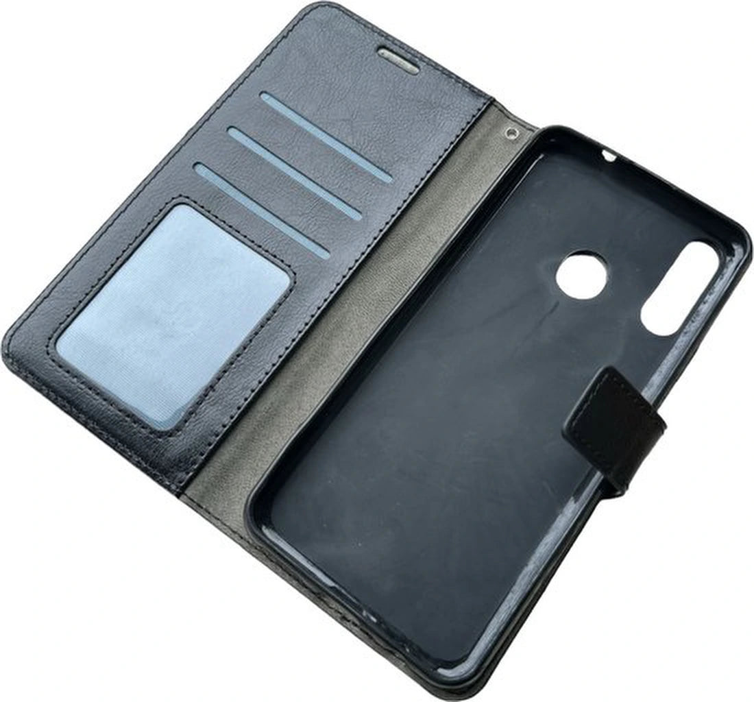 Bookcase hoesje Geschikt voor: Samsung Galaxy A10S Portemonnee zwart met 2x Glas Screenprotector