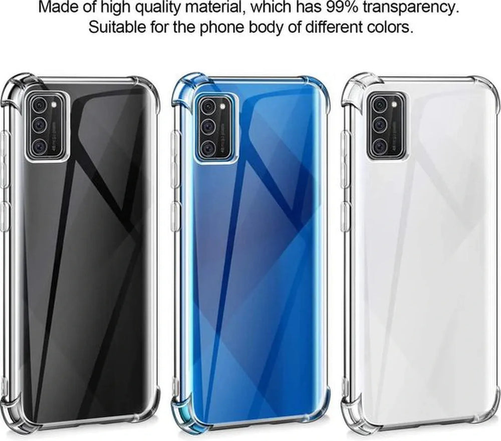 Samsung Galaxy A41 Hoesjes – Anti-Shock Hybride Backcover + 2x Screenprotector Gehard Glas – Transparant-Ilumina Benelux