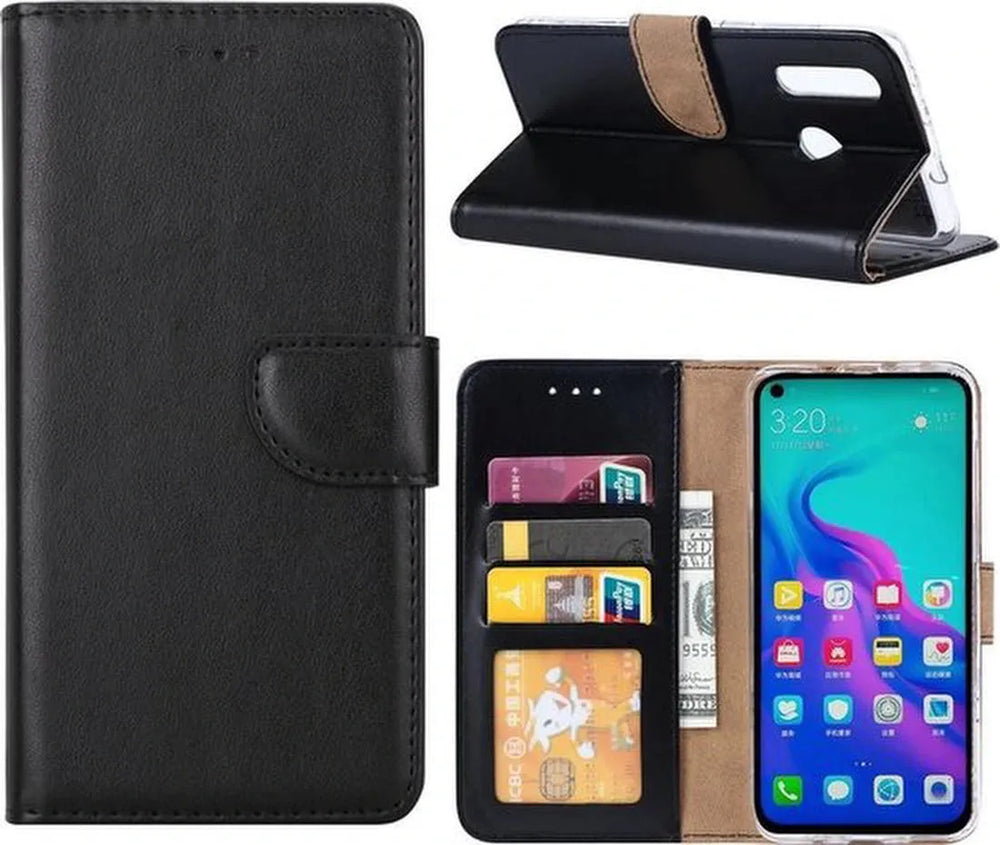 Huawei Nova 4 Hoesjes – Portemonnee Hoes – Pasjeshouder – Magneetsluiting – Zwart-Ilumina Benelux