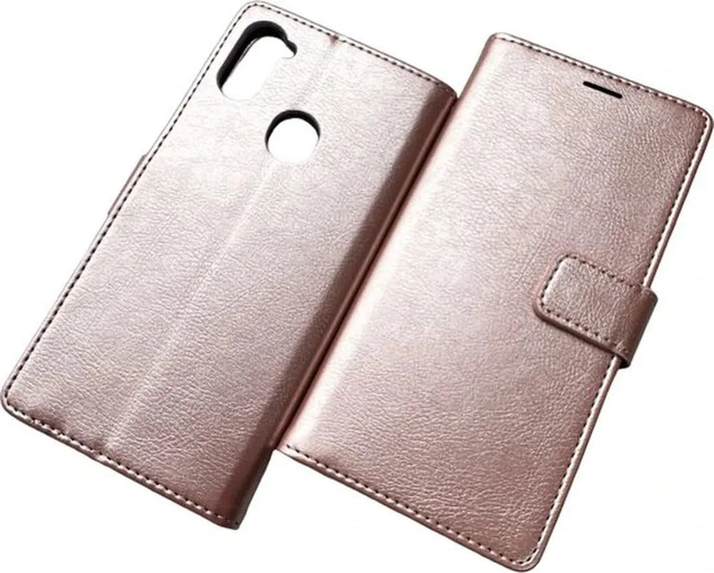 Samsung Galaxy A11 Hoesjes – Bookcase Portemonnee Hoes – Pasjeshouder – Magneetsluiting – Roségoud-Ilumina Benelux