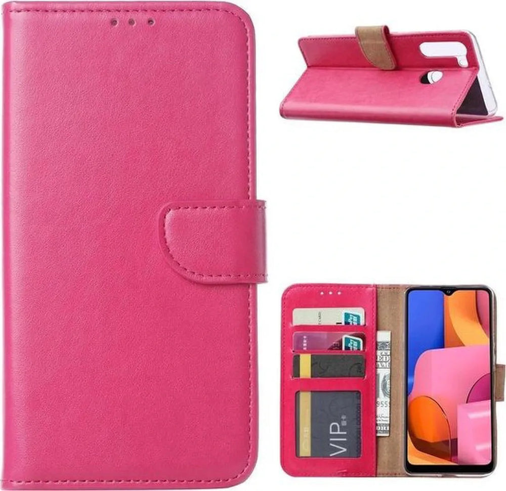 Samsung Galaxy A11 Hoesjes – Portemonnee Hoes – Pasjeshouder – 2x Gehard Glas Screenprotector – Roze-Ilumina Benelux