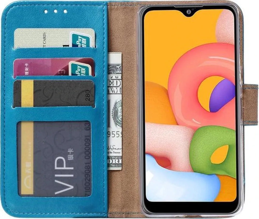 Samsung Galaxy M10 Hoesjes – Portemonnee Hoes – Pasjeshouder – Magneetsluiting – Turquoise-Ilumina Benelux