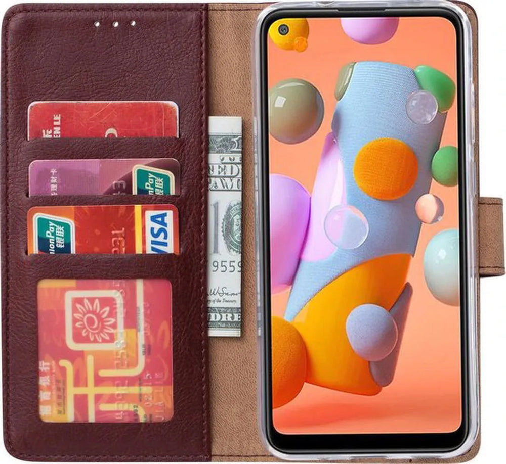 Samsung Galaxy A11 Hoesjes – Portemonnee Hoes – Pasjeshouder – Magneetsluiting – Bordeaux-Ilumina Benelux